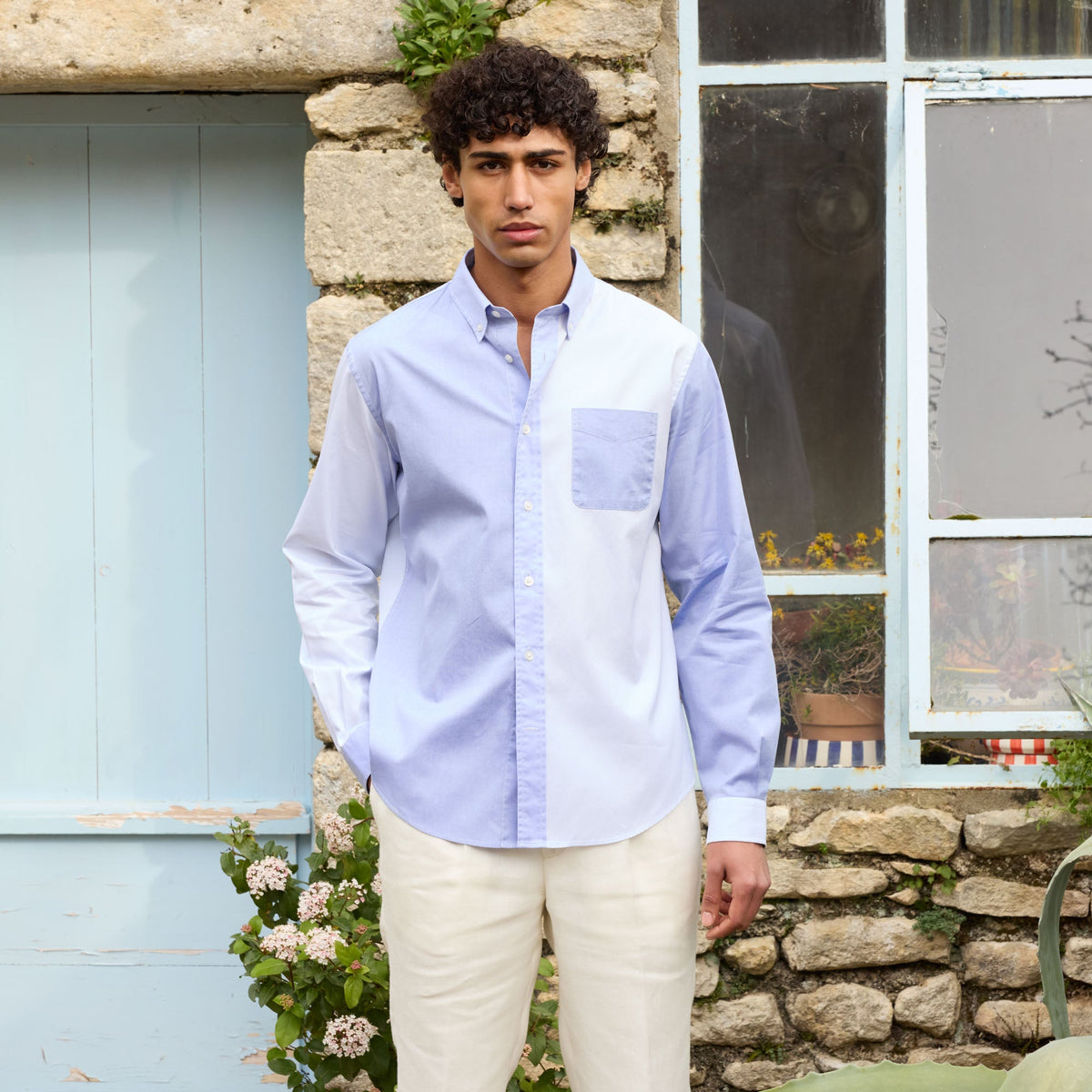 Fun Shirt  En Oxford Double Retors Bleue