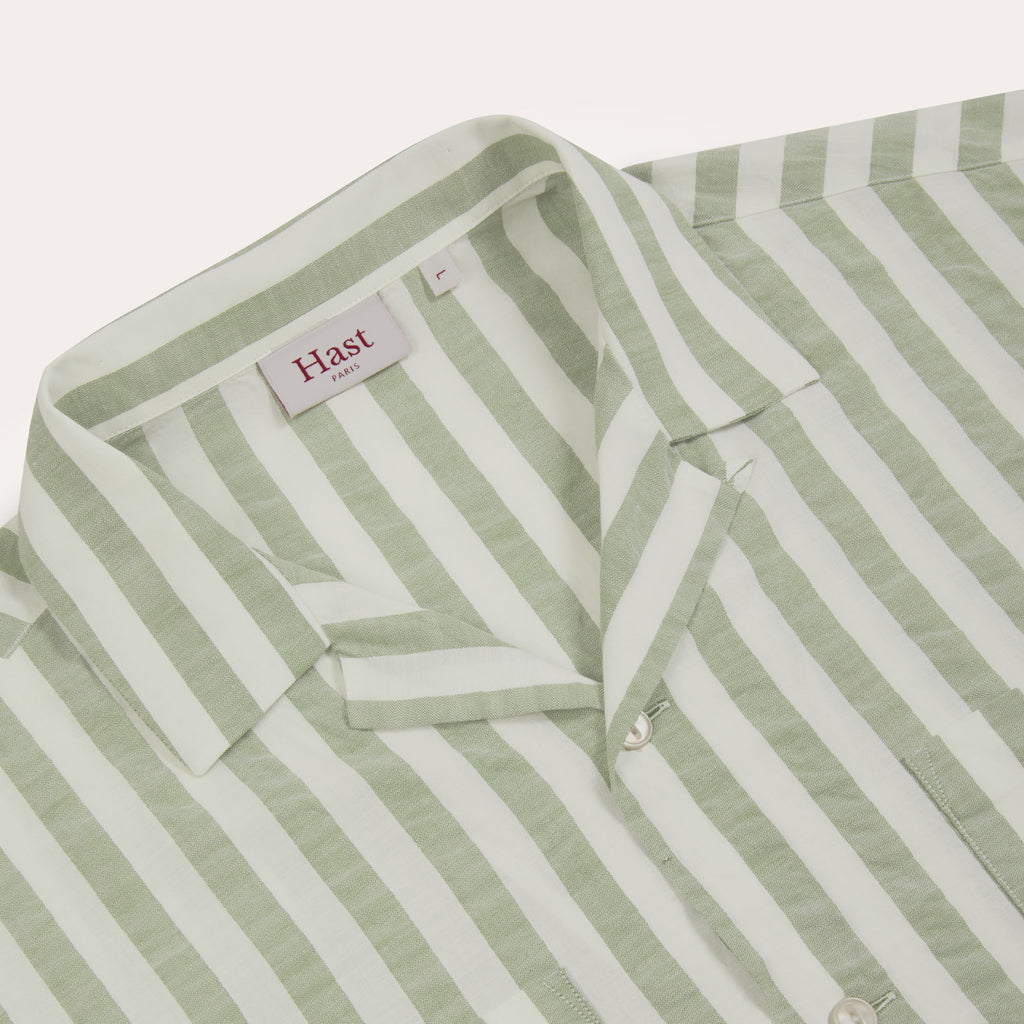 Chemise À Manches Courtes En Coton À Rayures Vertes