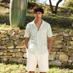 Chemise À Manches Courtes En Coton À Rayures Vertes