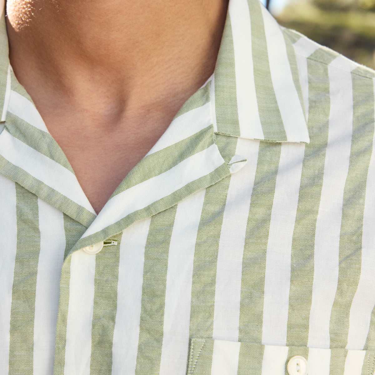 Chemise À Manches Courtes En Coton À Rayures Vertes