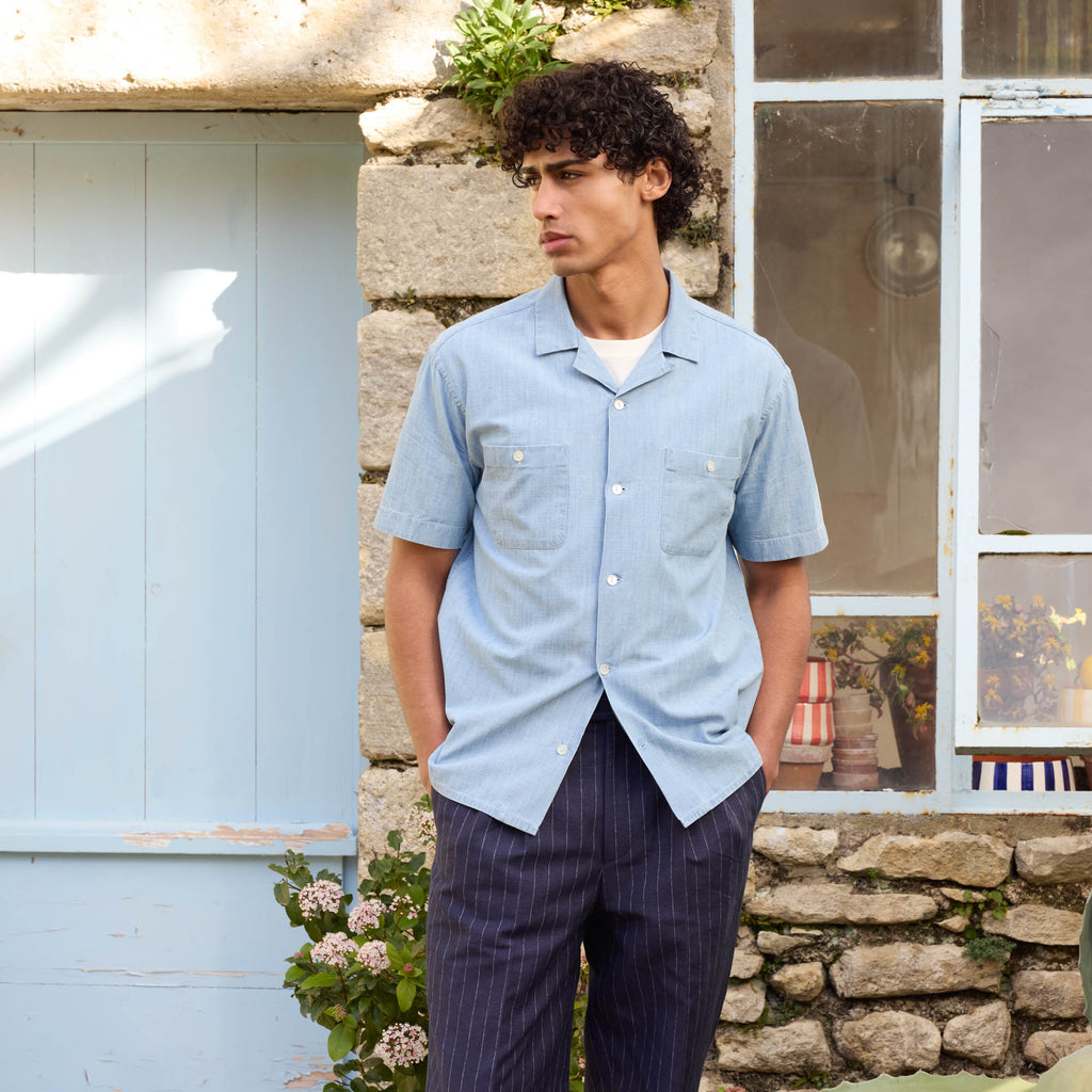 Chemise À Manches Courtes En Chambray
