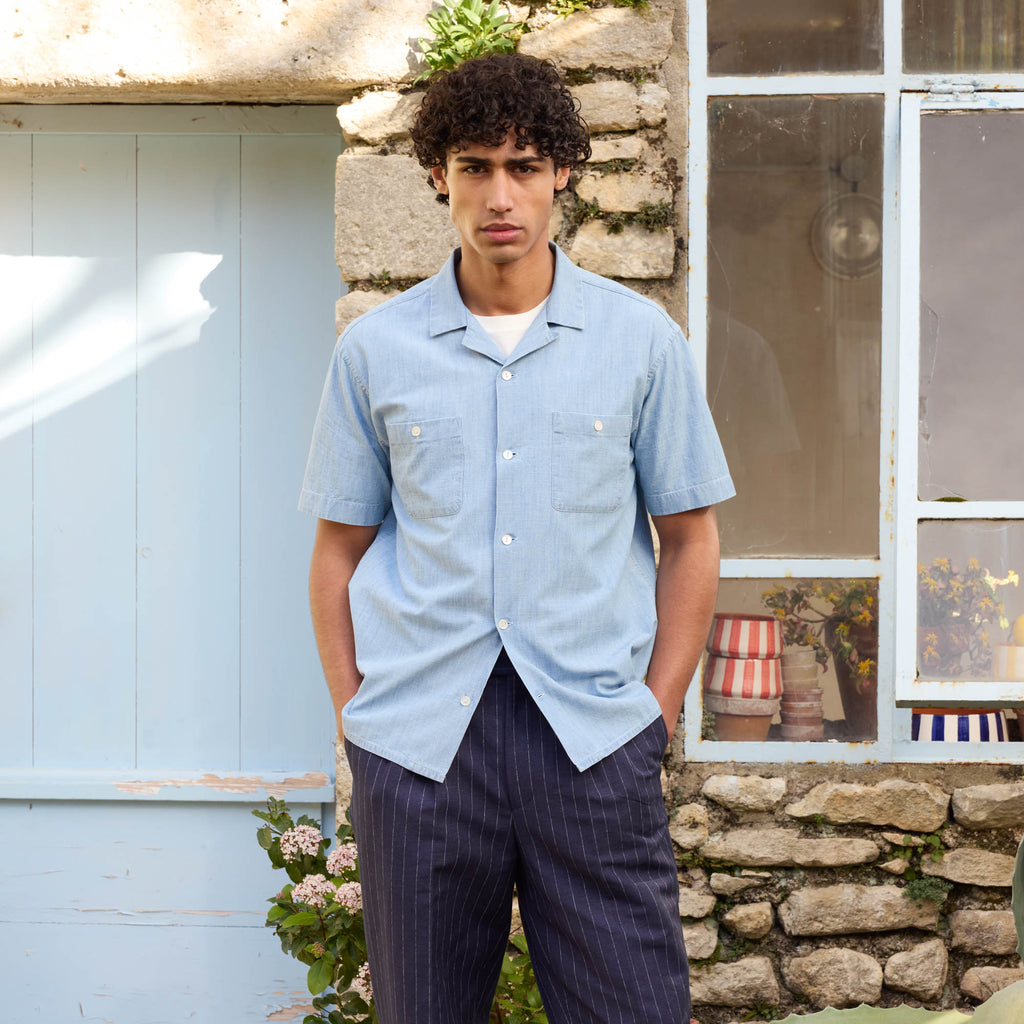 Chemise À Manches Courtes En Chambray