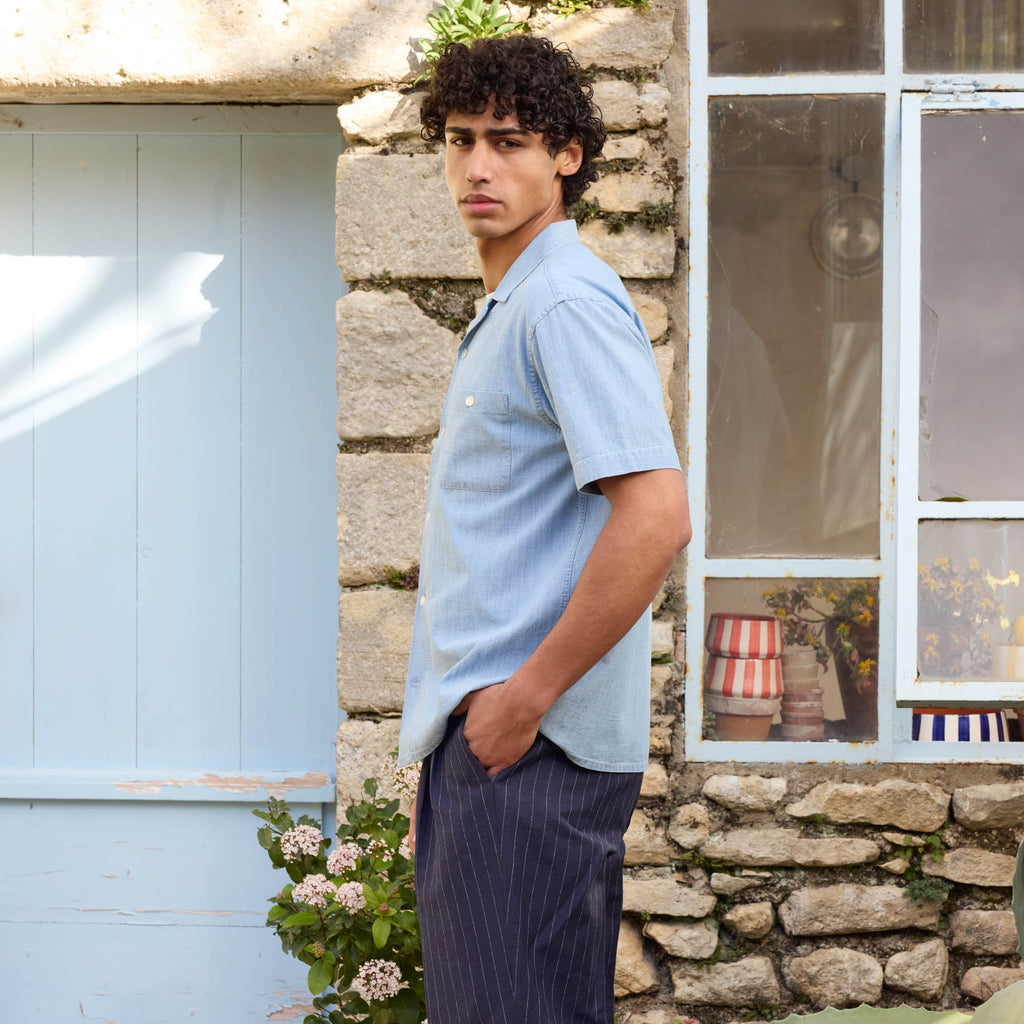 Chemise À Manches Courtes En Chambray
