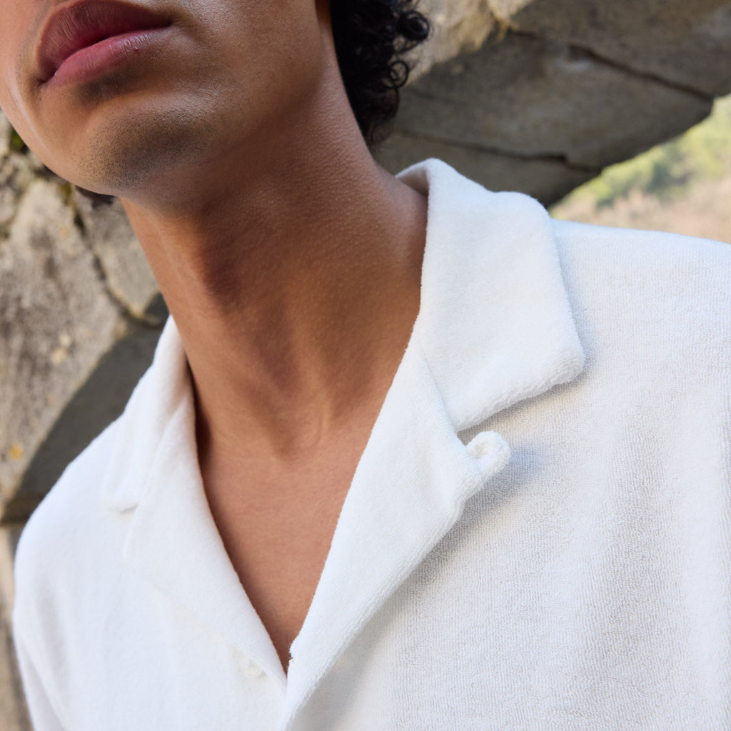 Chemise À Manches Courtes En Éponge Blanche