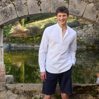 Chemise En Coton Écrue À Rayures Marine