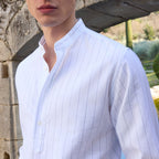 Chemise En Coton Écrue À Rayures Marine