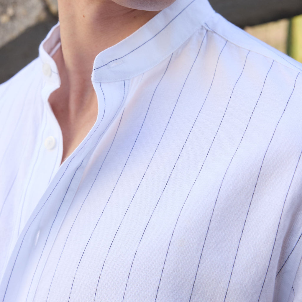 Chemise En Coton Écrue À Rayures Marine