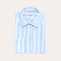 Chemise Cintrée En Popeline Double Retors À Rayures Bleu Ciel Et Blanches
