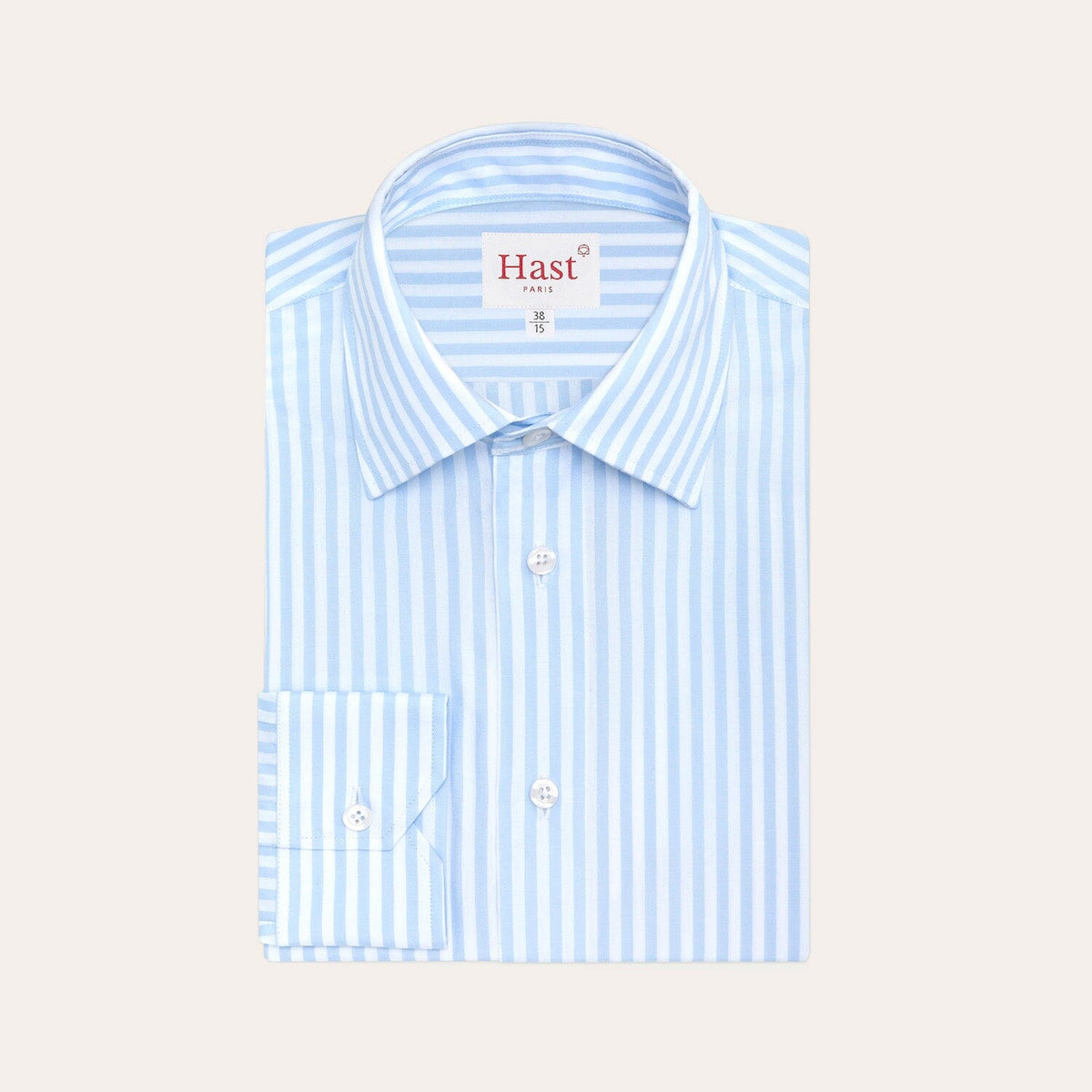 Chemise Cintrée En Popeline Double Retors À Rayures Bleu Ciel Et Blanches