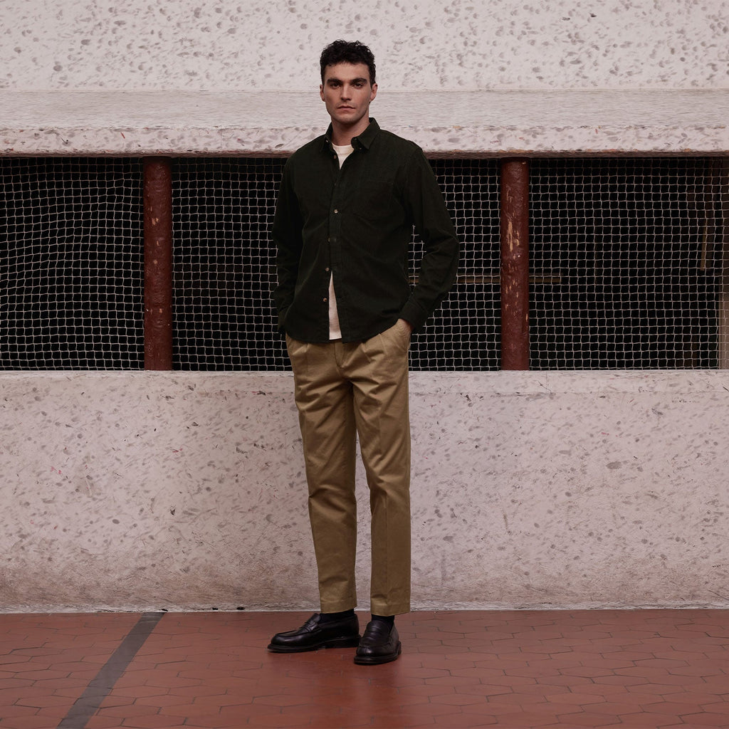 Camisa En Terciopelo Verde Abeto