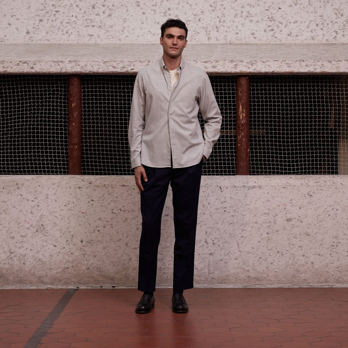 Chemise En Flanelle Légère Grise