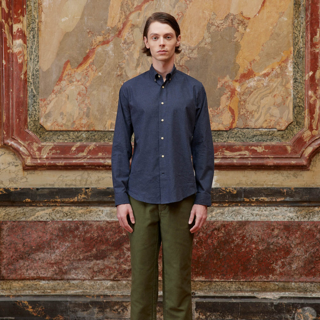 Chemise En Flanelle Bleu Nuit