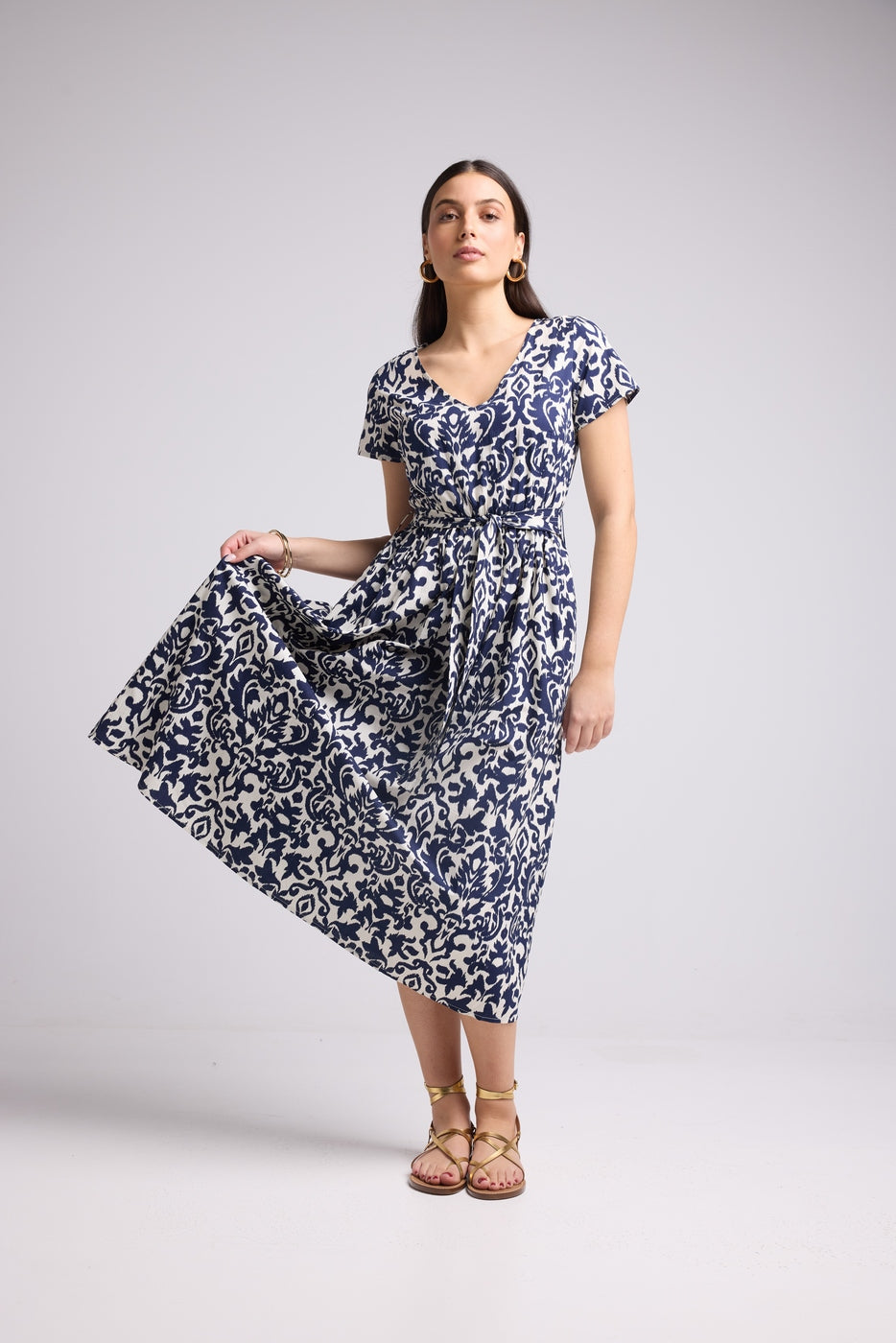 Robe Midi - Shiva - Navy Blanc