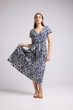 Robe Midi - Shiva - Navy Blanc
