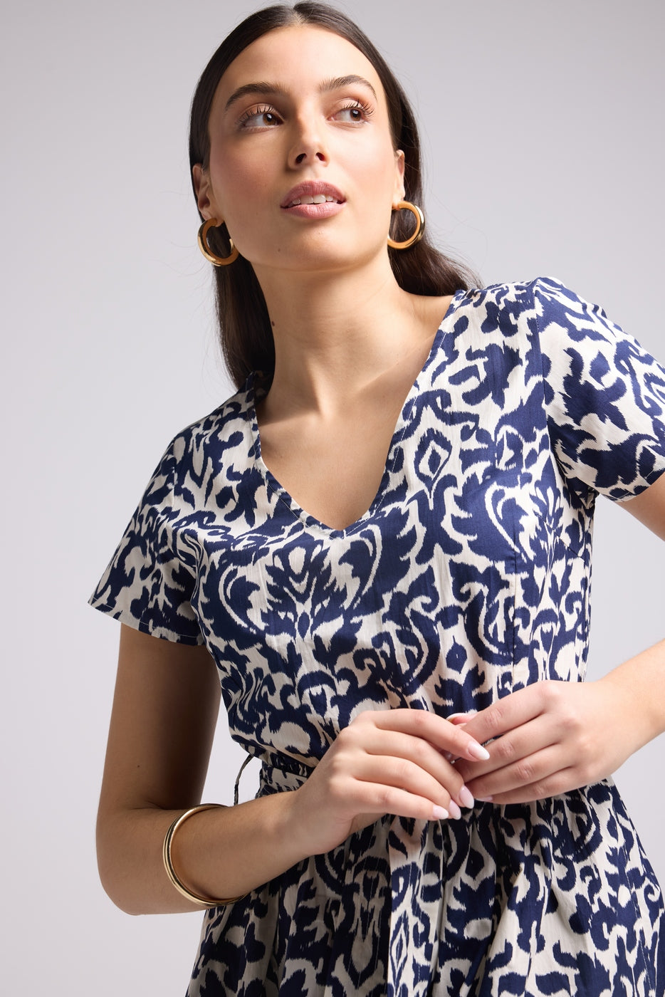 Robe Midi - Shiva - Navy Blanc