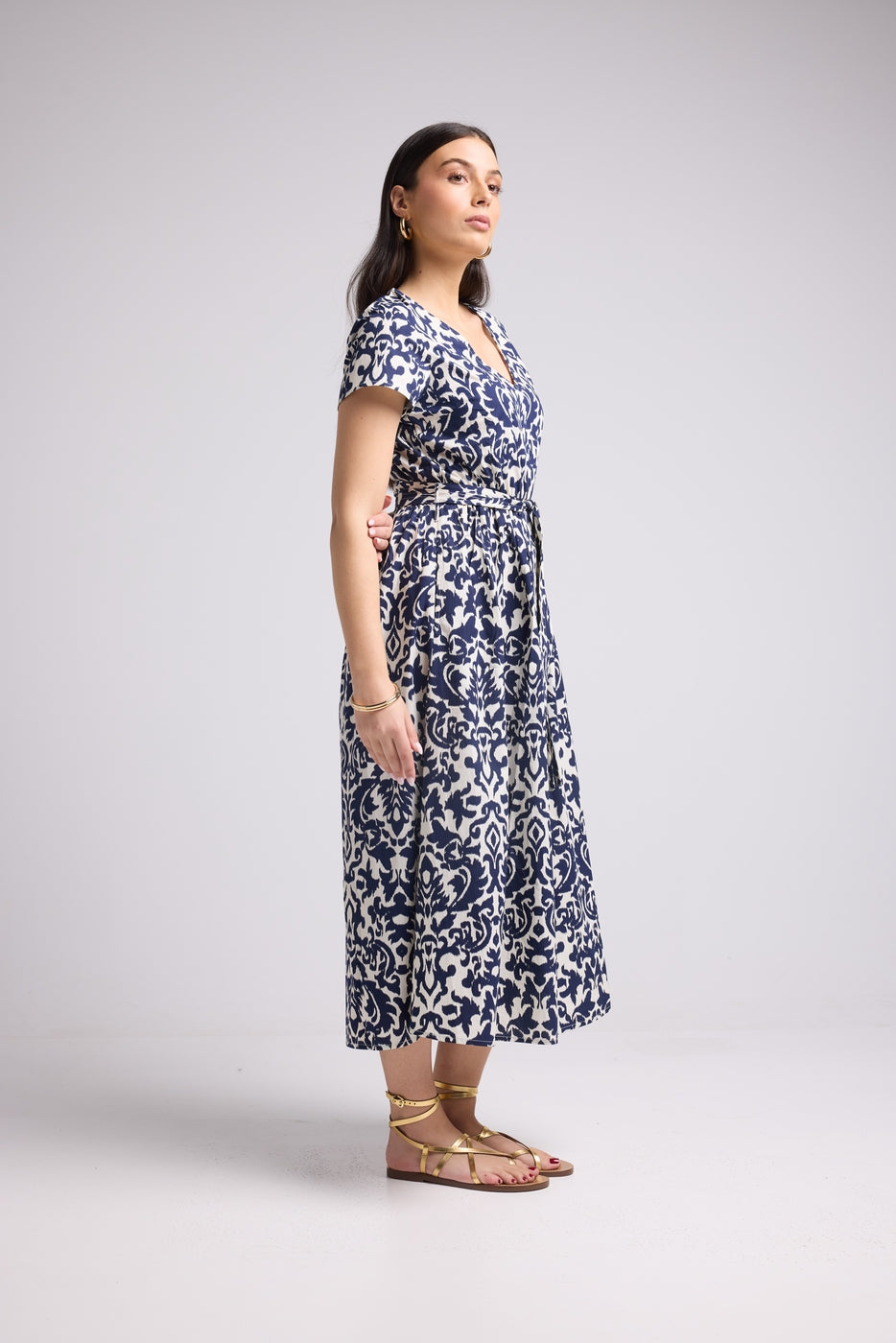 Robe Midi - Shiva - Navy Blanc