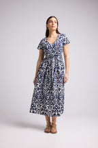 Robe Midi - Shiva - Navy Blanc