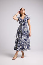 Robe Midi - Shiva - Navy Blanc