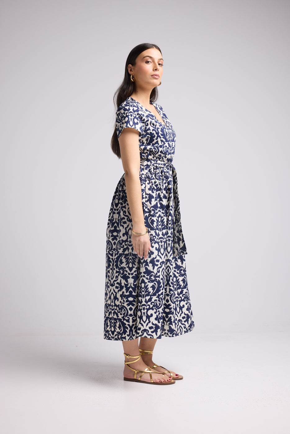 Robe Midi - Shiva - Navy Blanc