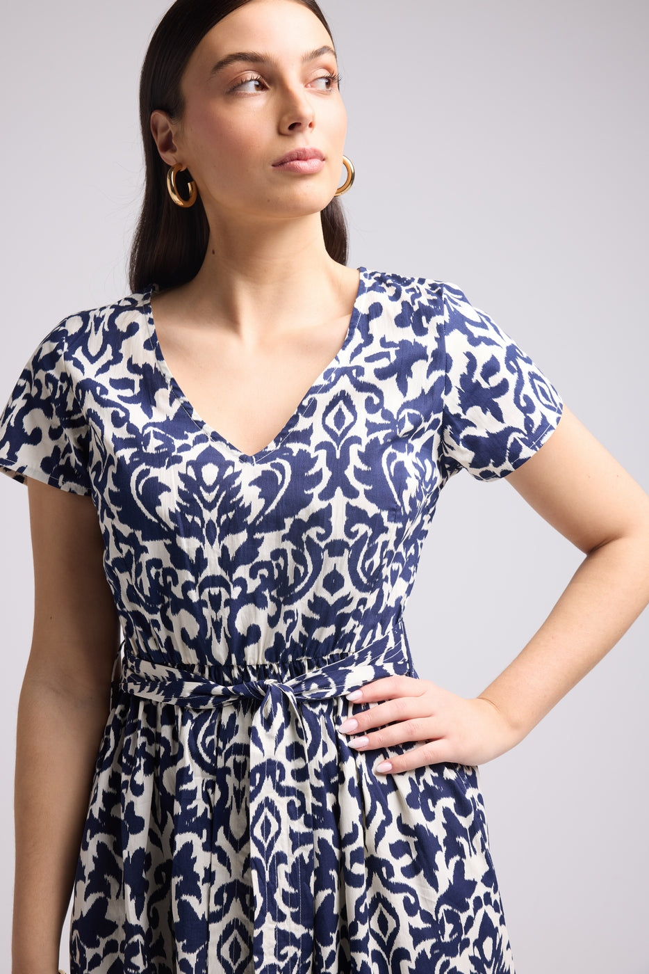 Robe Midi - Shiva - Navy Blanc