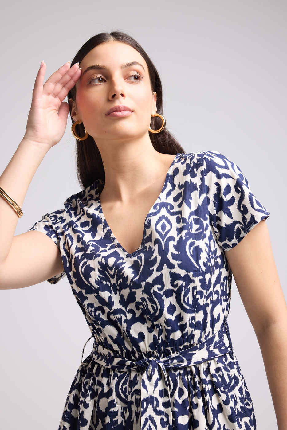 Robe Midi - Shiva - Navy Blanc