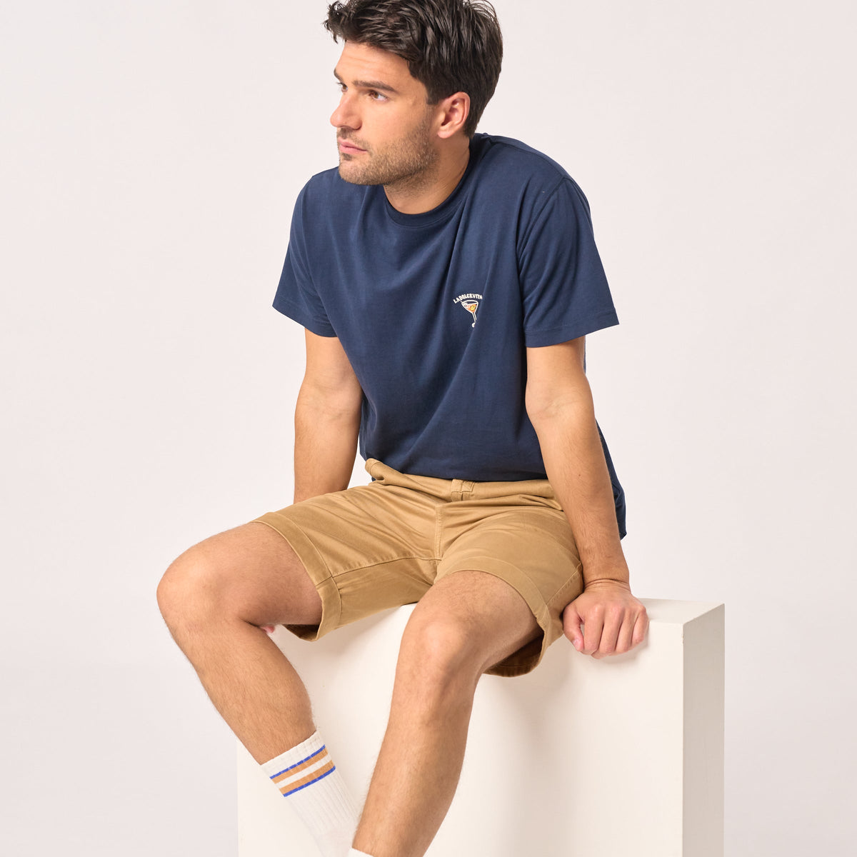 100% Organic Cotton Bermuda Shorts - Beige