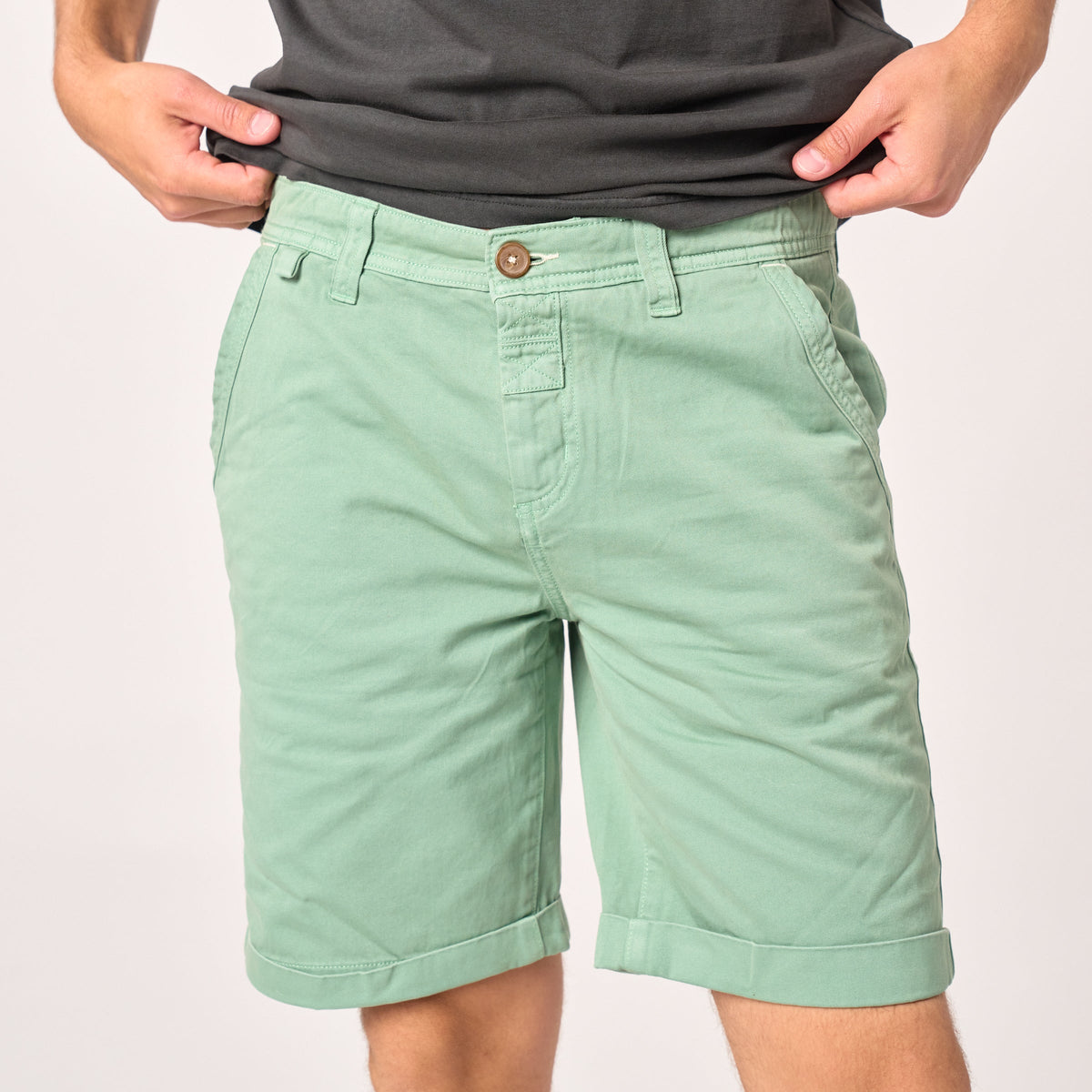 Bermudas De 100% Algodón Orgánico - Verde