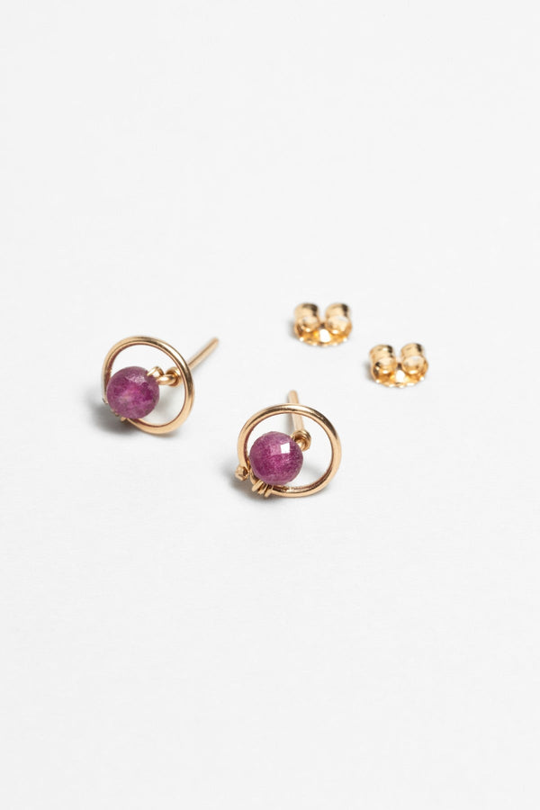 Swan Stud Earrings - Ruby