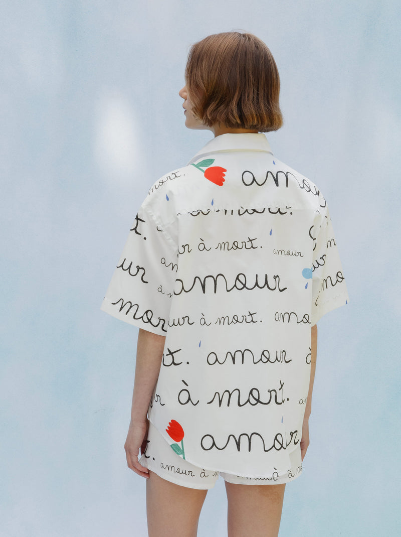 Chemise unisexe AMOUR peint manches courtes