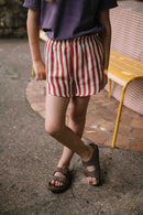 Pantalones cortos de georgette a rayas rojo ladrillo