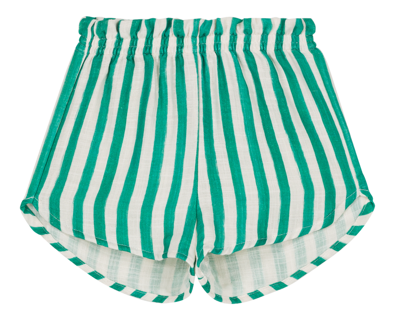 Shorts capri de rayas verdes de georgette