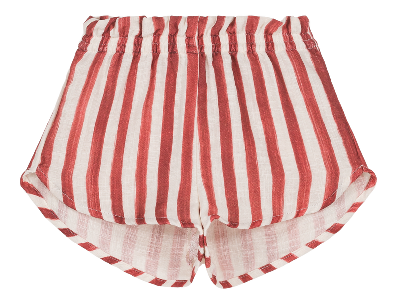 Pantalones cortos de georgette a rayas rojo ladrillo