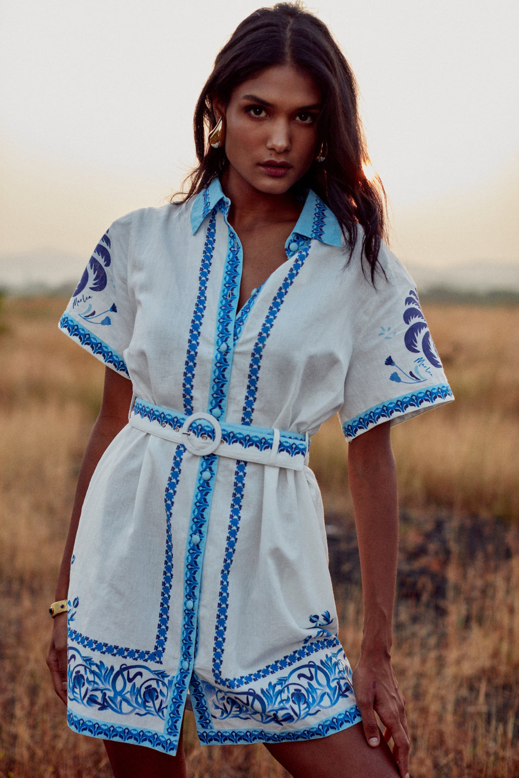 Vestido Alina - Blue Palm Tree