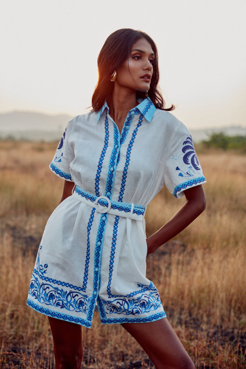 Robe Alina - Blue Palm Tree