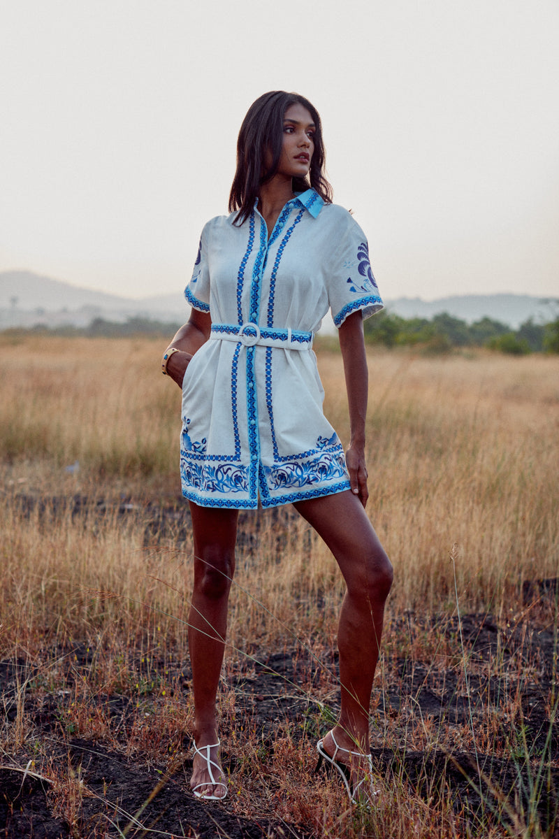 Robe Alina - Blue Palm Tree