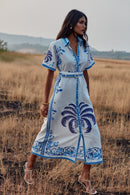 Robe Chiara - Blue Palm Tree