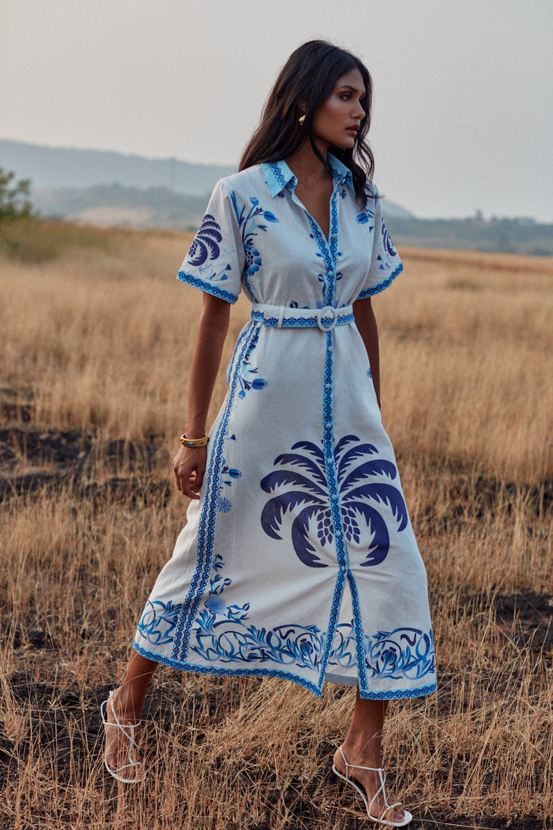 Robe Chiara - Blue Palm Tree