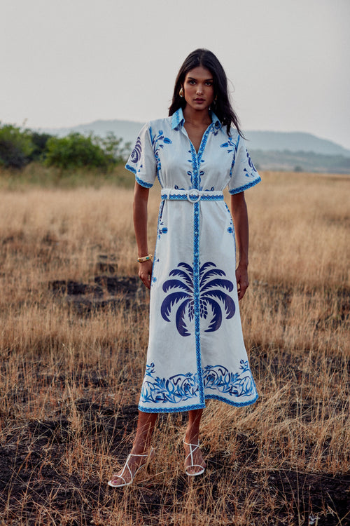 Robe Chiara - Blue Palm Tree