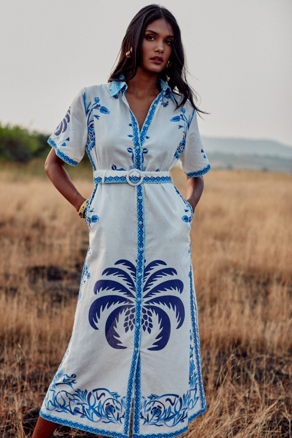 Vestido Chiara - Blue Palm Tree
