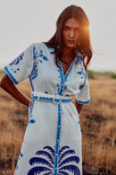 Robe Chiara - Blue Palm Tree