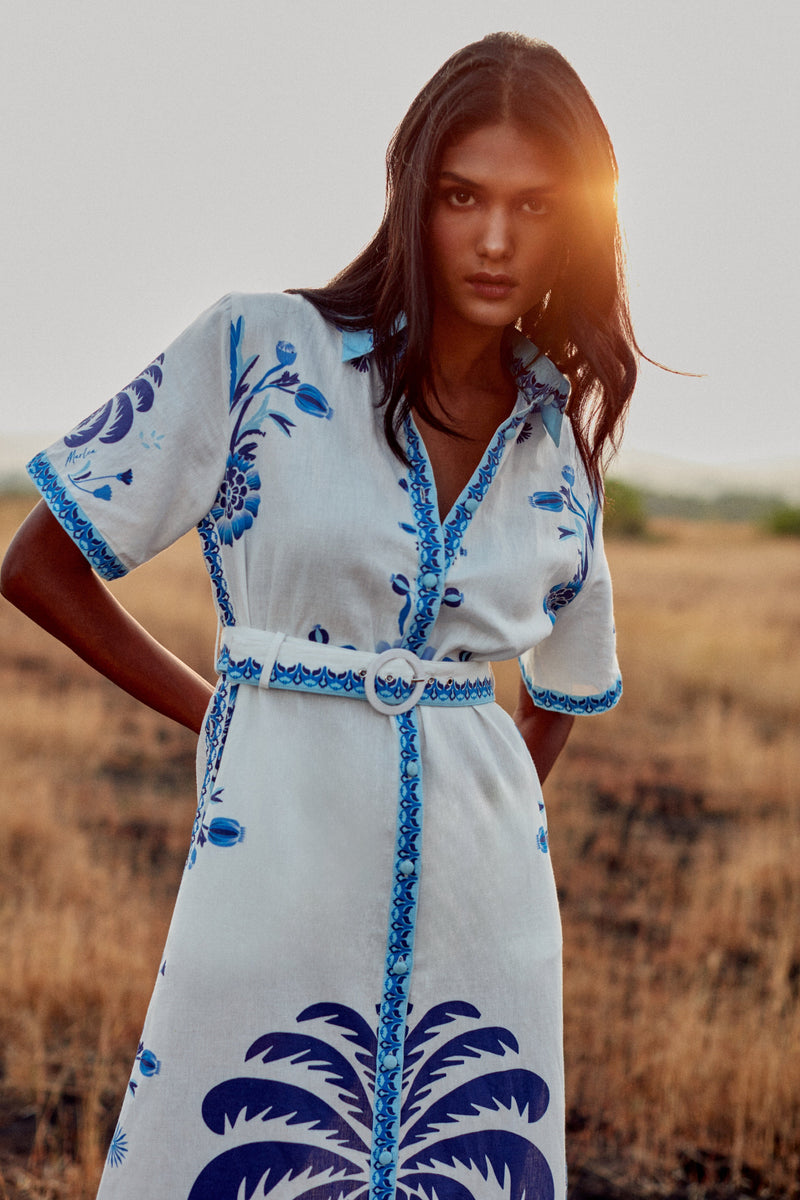 Robe Chiara - Blue Palm Tree