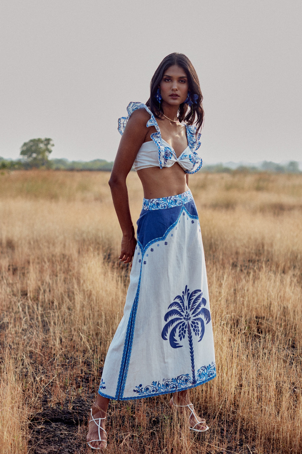 Zoe Top - Blue Palm Tree