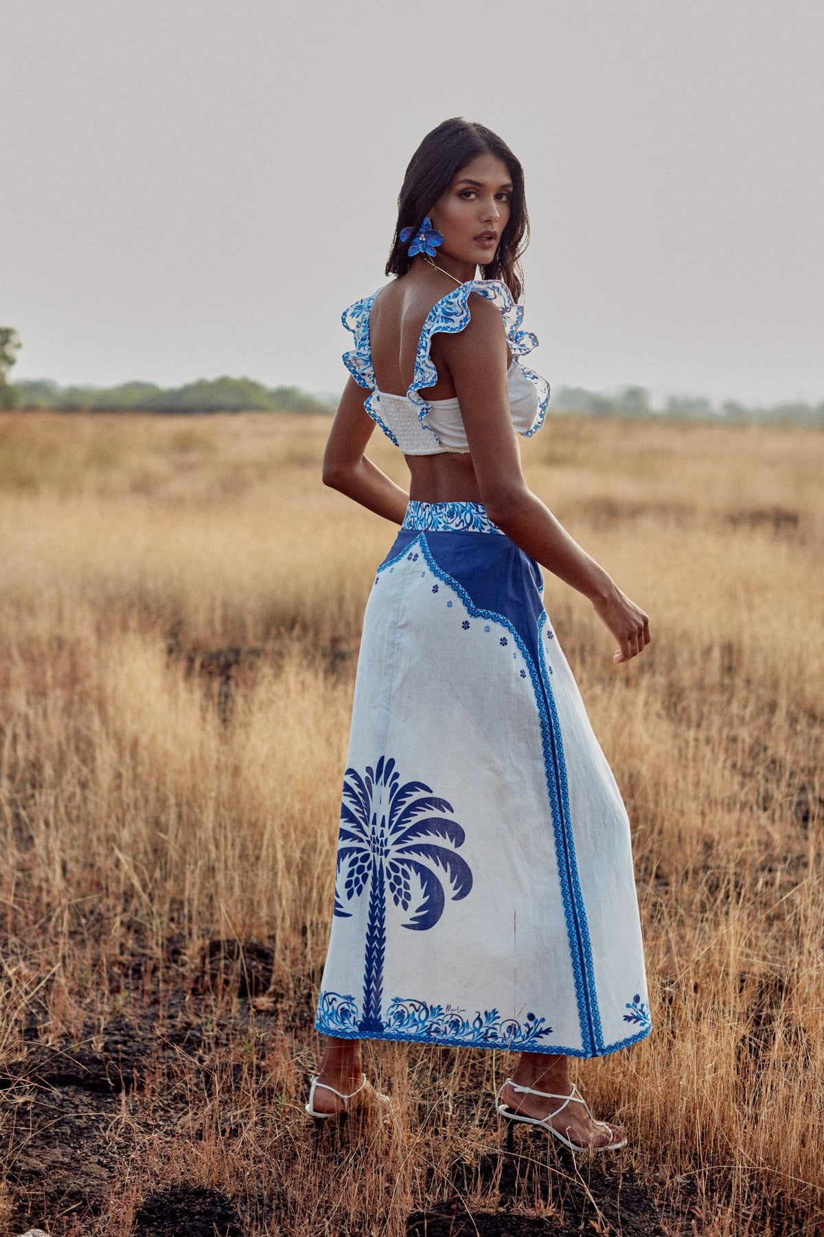 Falda Val - Blue Palm Tree