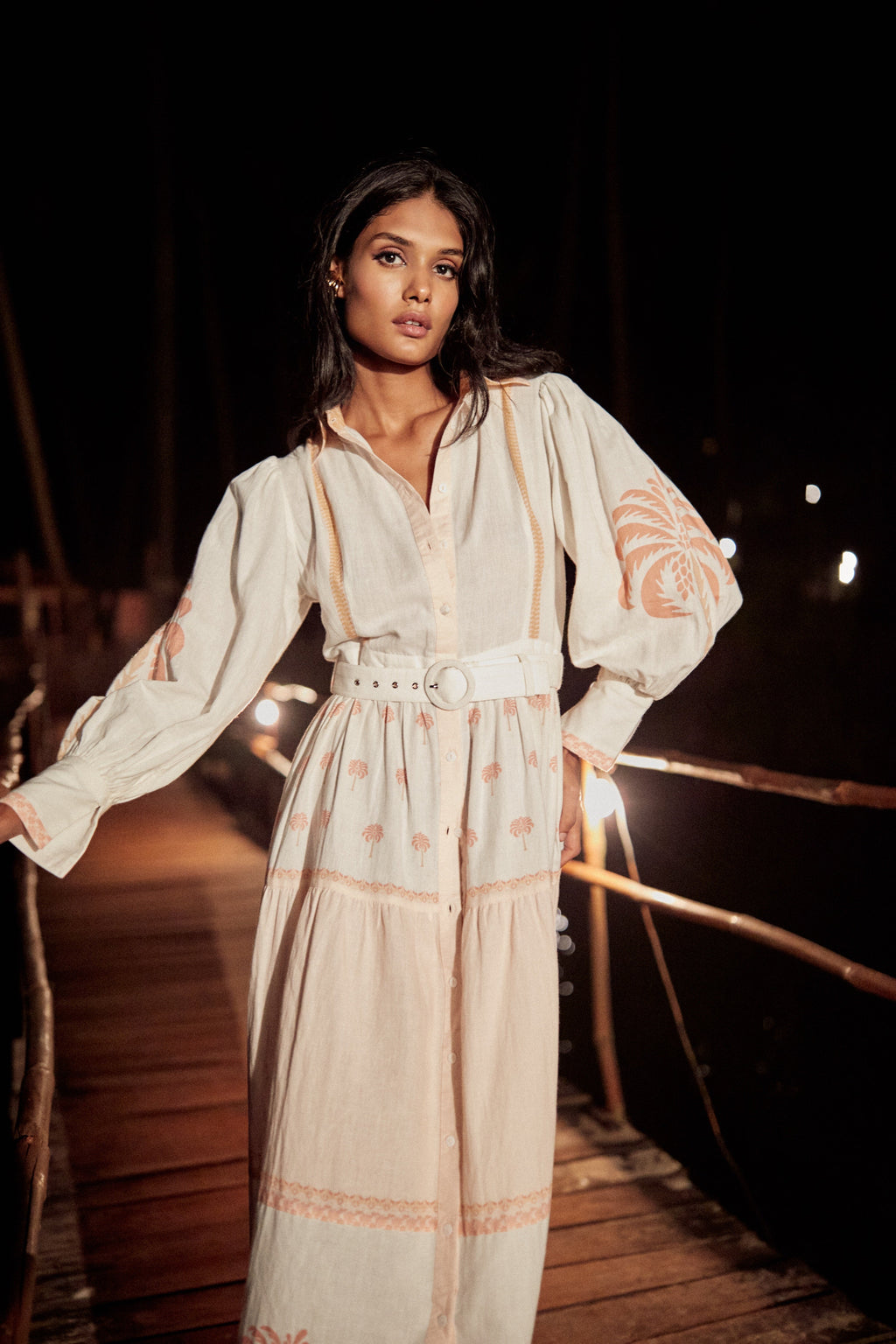 Vestido Carmela - Ivory Palm Tree