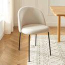 Lot De 2 Chaises Abby - Tissu Beige Pieds En Métal Noir