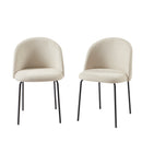 Lot De 2 Chaises Abby - Tissu Beige Pieds En Métal Noir
