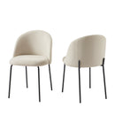 Lot De 2 Chaises Abby - Tissu Beige Pieds En Métal Noir