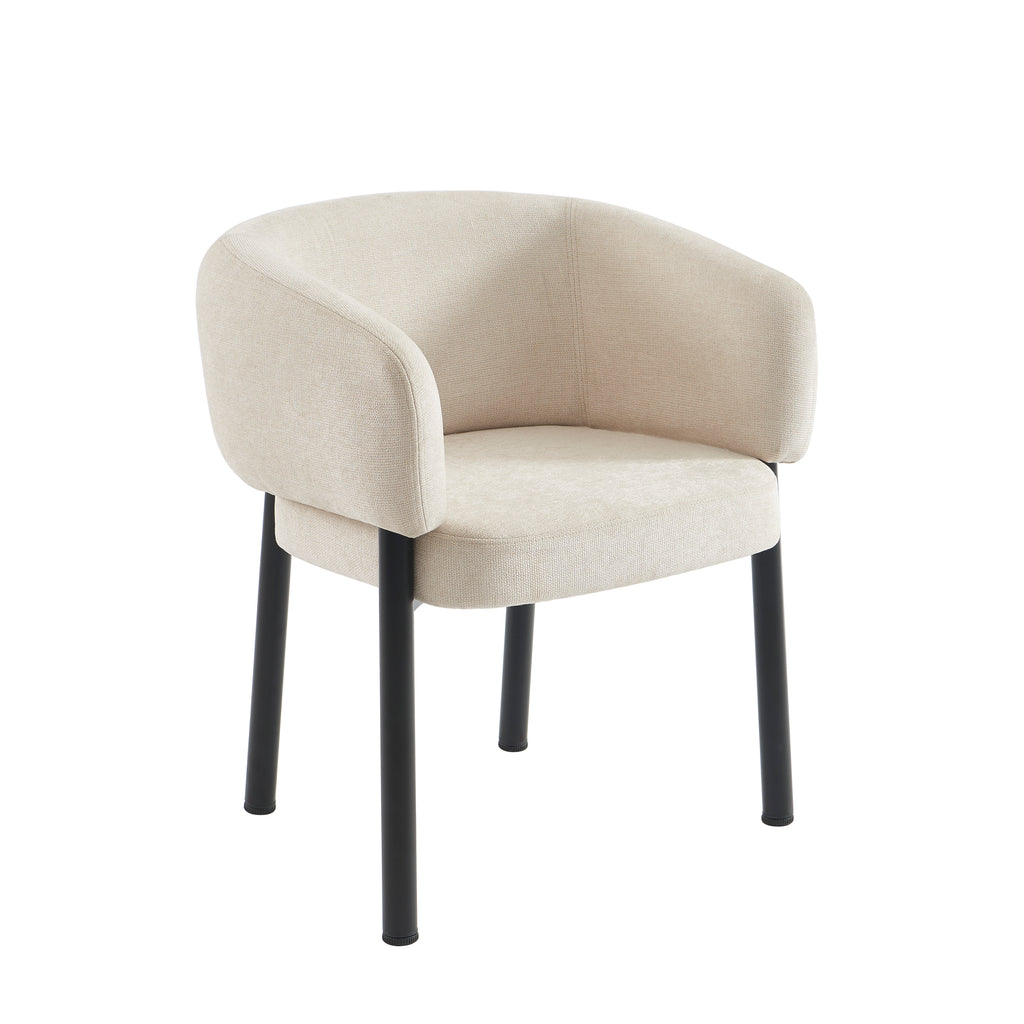 Abelia - Fauteuil De Table - Velours Tramé - Beige