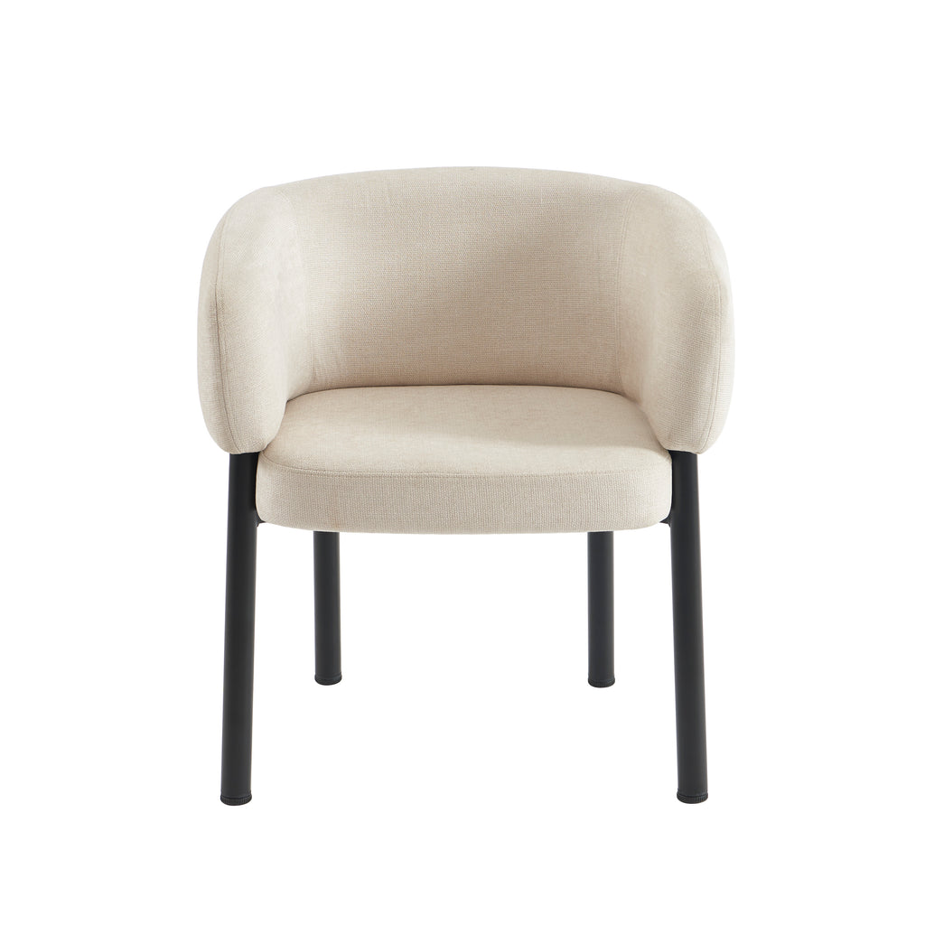 Abelia - Fauteuil De Table - Velours Tramé - Beige