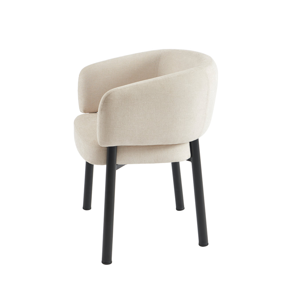 Abelia - Fauteuil De Table - Velours Tramé - Beige